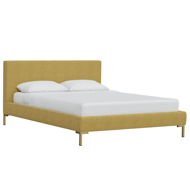 Lit tapissier Rand, Simple, Laiton, Velours chocolat classique