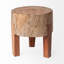Table de bout ronde en bois récupéré brun foncé et brun 15 po