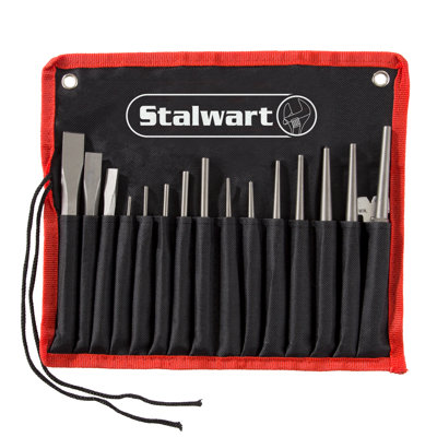 Stalwart - Punch And Chisel Set, 16 Pieces- Includes Cold Chisels, Taper, Pin Punches, Center Punches, Chisel Gauge, and Storage Case