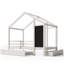 Lit simple simple avec tableau noir et tiroirs de rangement, deux options d'assemblage, cadre de lit blanc pour enfants-118233215