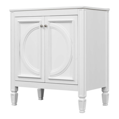 Meuble-lavabo de style rétro 30 po avec lavabo, deux portes, tablette et charnières à fermeture douce pour un rangement élégant