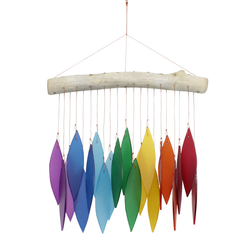 Glass Abstract Wind Chime, Red/Yellow/Turquoise