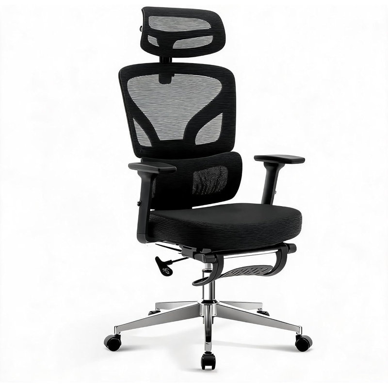 Chaise de bureau ergonomique en filet à dossier haut avec accoudoirs réglables en 3D, support lombaire réglable, inclinaison de 135 °, capacité de poids de 300 lb pour le bureau à domicile et les jeux