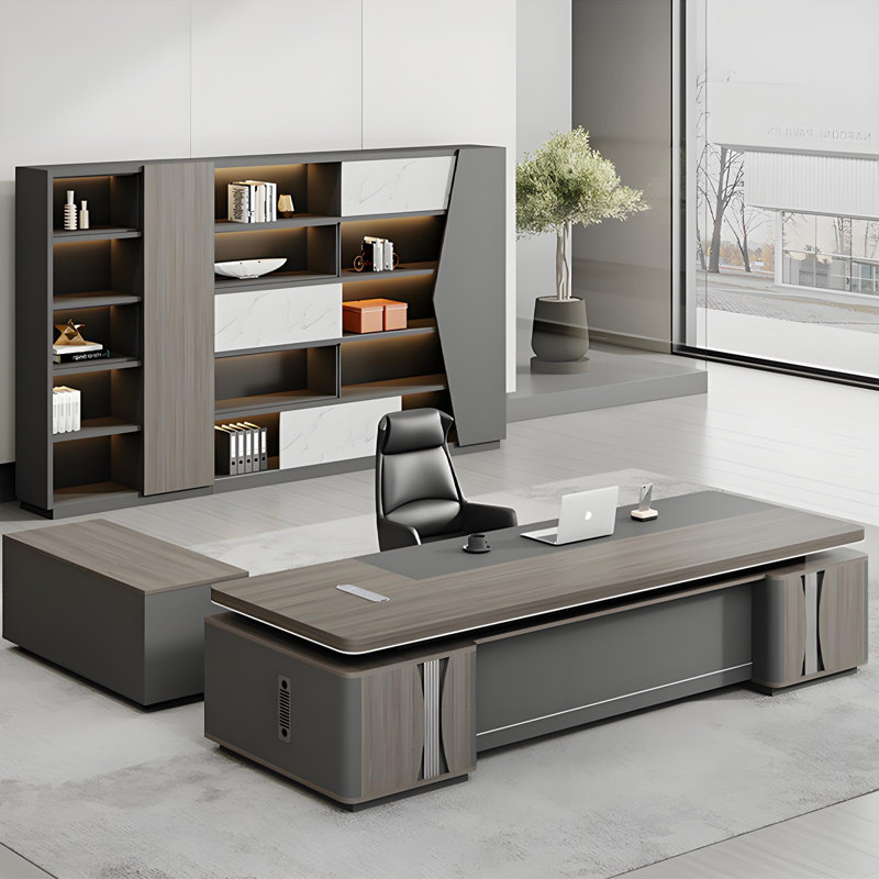 Bureau haut de gamme moderne 102,36 po avec armoire latérale indépendante, H 29,53 po x l 102,36 po x P 35,43 po