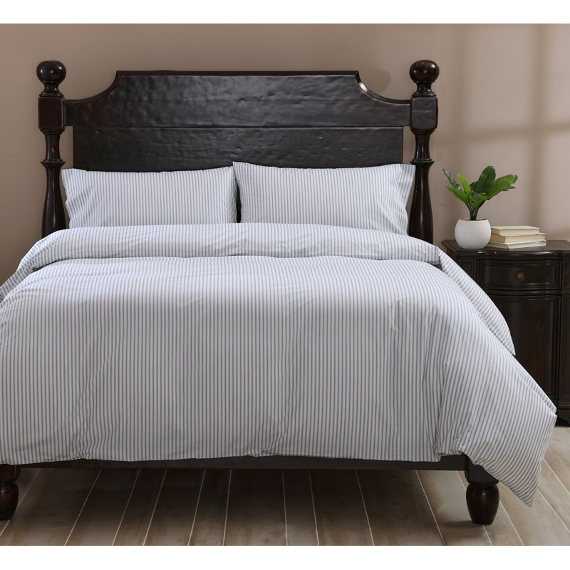 Comforter, Queen Comforter, Steel Blue Striped
