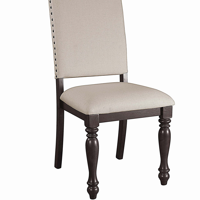 Chaises d'appoint rembourrées en tissu, chaises de salle à manger avec garniture cloutée et cadre en bois, ensemble de 2