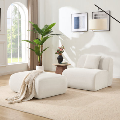 Chaise rembourrée sans accoudoirs avec repose-pieds modulaire sans cadre