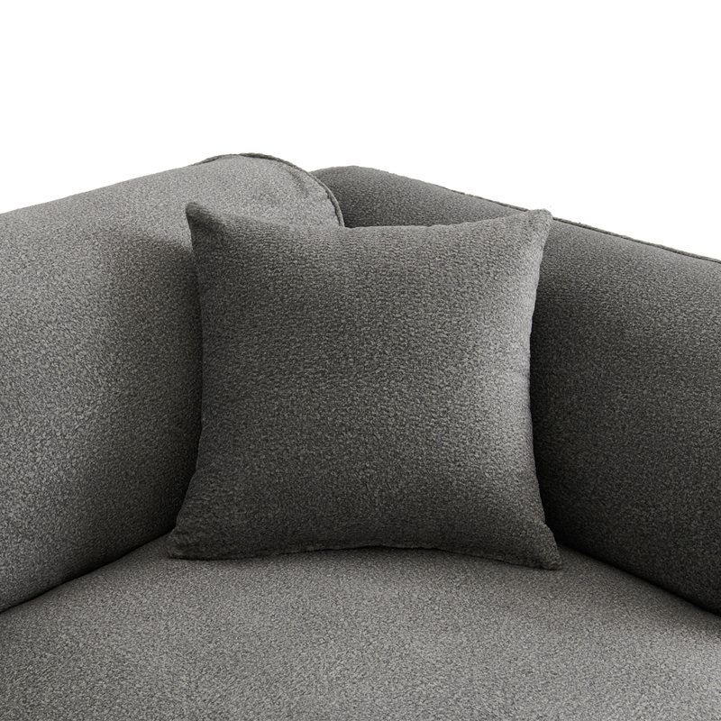 Canapé de luxe en velours à double aiguille, 4 places avec coussins de siège en éponge pure et repose-pieds amovible, Gris