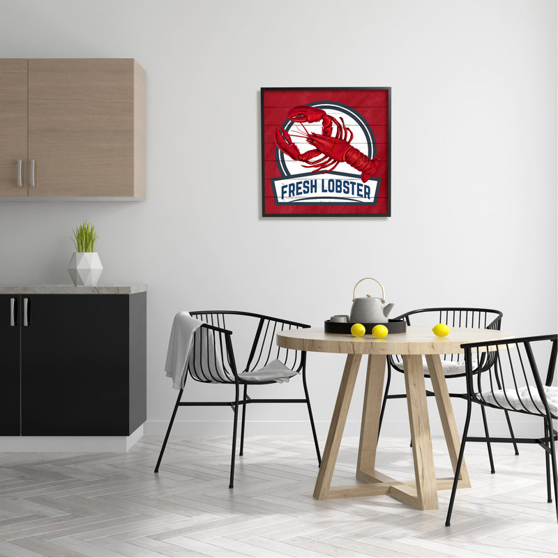 «Red Fresh Lobster», art de la giclée encadrée par Kim Allen, H 24 po x l 24 po x P 1,5 po, Giclée encadrée noir minuit