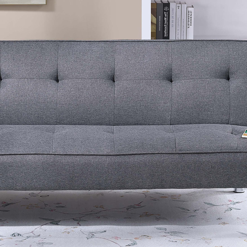 Tufted Upholstered Adjustable Sofa With USB
