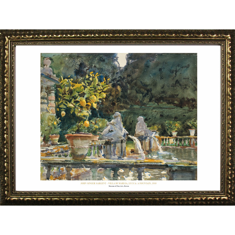 « villa di marlia, lucca : a fontaine, 1910 » par john singe sargent, reproduction d’art encadrée Museum Masters