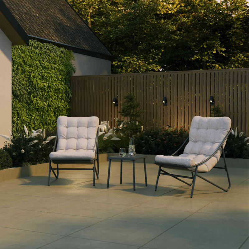 2 - Person Patio Dining Set with Square Table , Cushions Included, Beige/Black