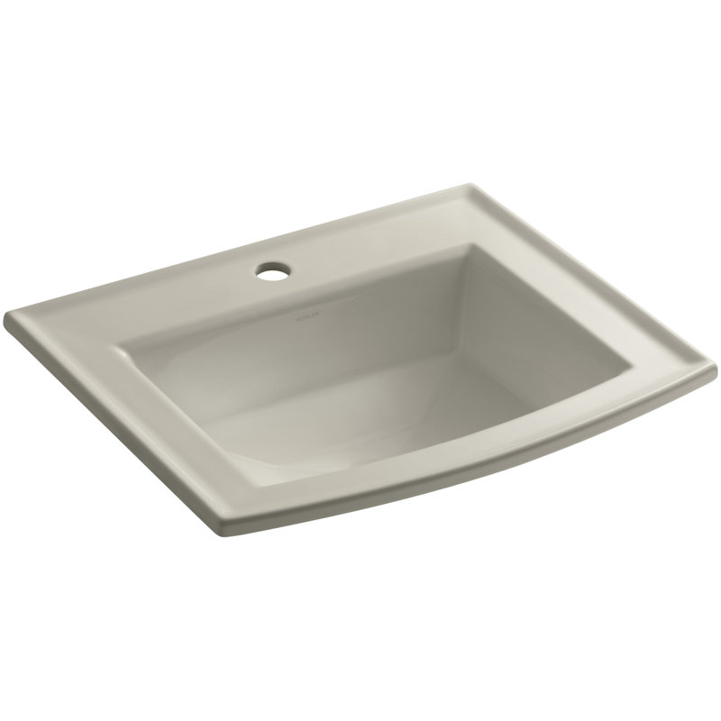 Archer Vitreous China Rectangular Drop-In Bathroom Sink with Overflow, Sandbar, Single Hole 