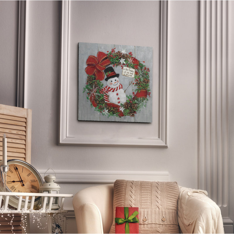 « mr. bonhomme de neige », peinture, H 24 po x l 24 po x P 1,5 po, Toile tendue