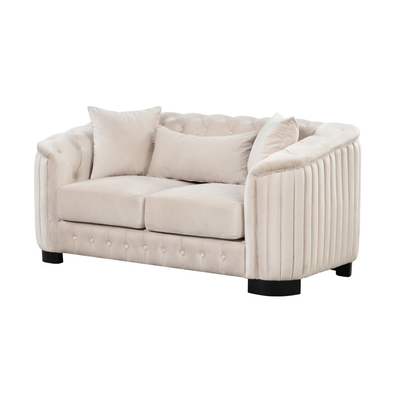Jaselyn 64'' Velvet Loveseat, Beige