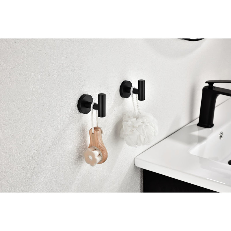 Paquet de 6 crochets pour serviettes de salle de bain en acier inoxydable 304 noir mat