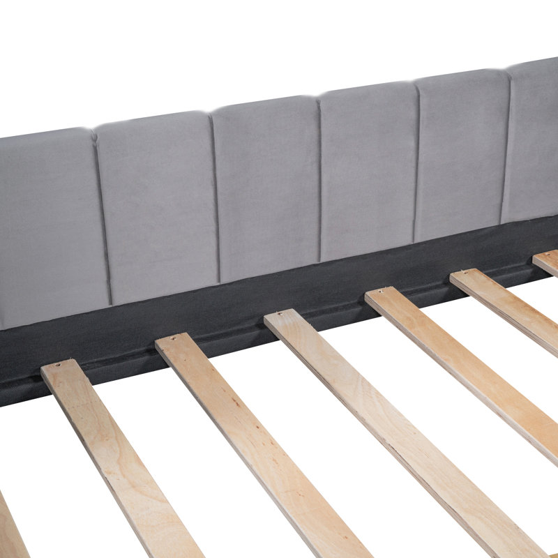 Lit de jour simple tapissier avec dossier ergonomique et 2 tiroirs, gris, Gris