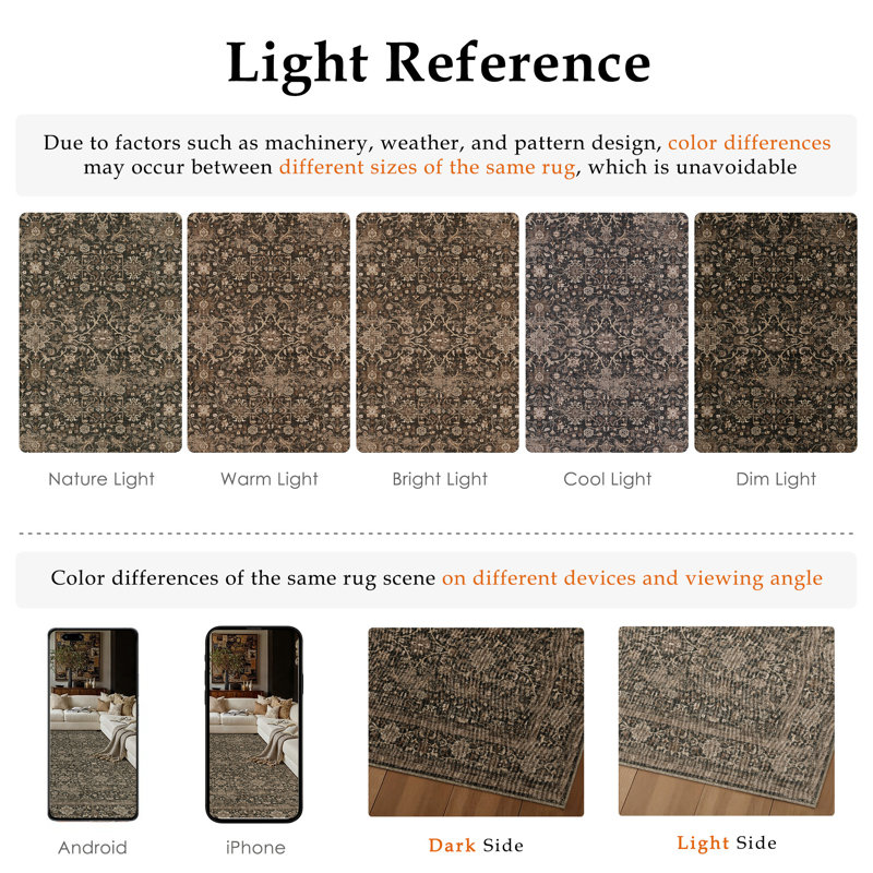 Isla Vintage Oriental Machine Washable Area Rugs With Non-Slip Backing, Rectangle 8' x 10', null