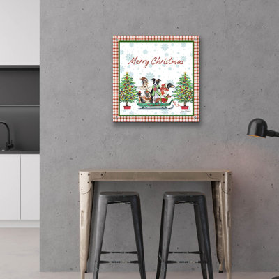 «Christmas Parade A» par Jean Plout, art mural en verre acrylique, 24 po x 24 po