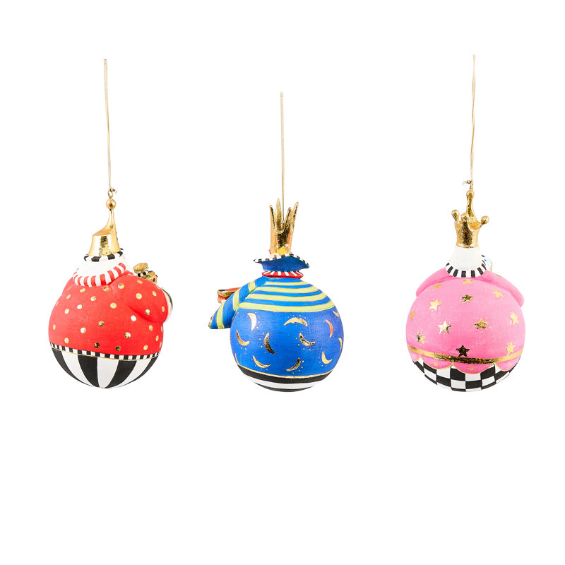 Patience Brewster Nativity Jolly Wisemen Ball Ornaments, Set of 3