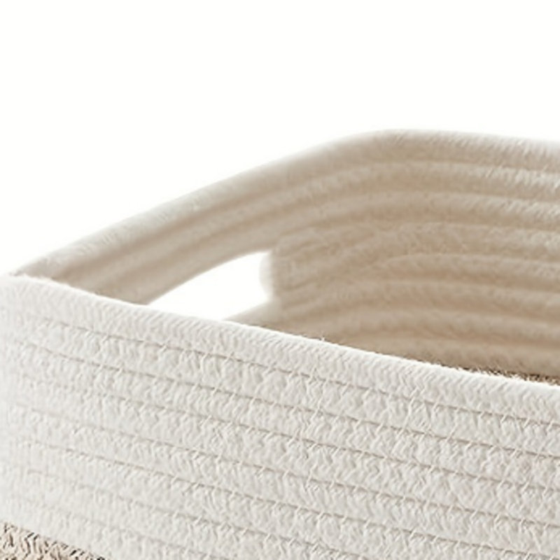 Panier de rangement rectangulaire en coton tissé de grande capacité pour les articles de bureau et la lessive