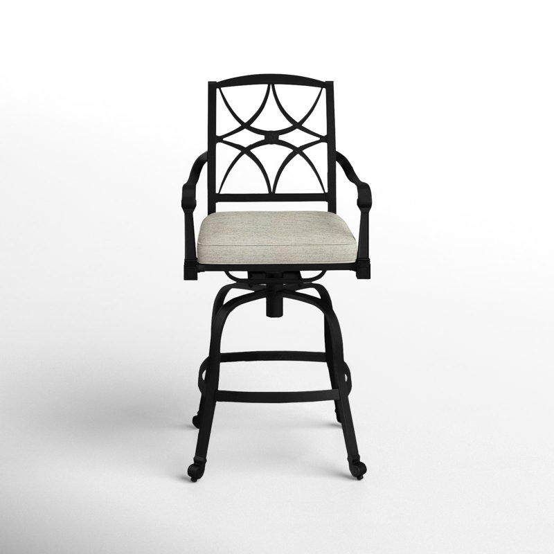 Tabouret de bar avec coussin Wiltshire, Noir texturé, 30,25 po, Impact Vapor gris Sunbrella®