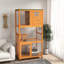 Enclos à chat orange en bois 74 po, maison d'extérieur à roulettes pour grands chats, abri Delight grande couleur