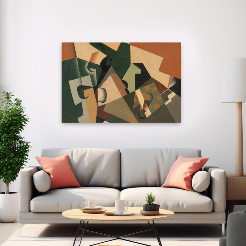 Et damier, vers 1917, estampe d'art mural abstrait contemporain, H 40 po x l 60 po
