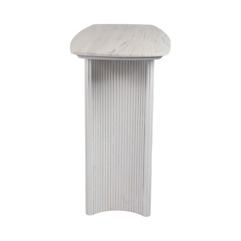 Sagebrook Home 60" Catalina Travertine & Fluted Wood Console Table