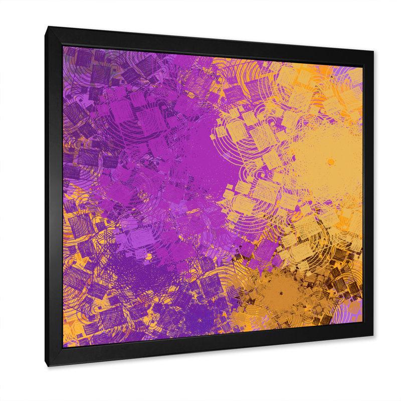 Reproduction d'art sur toile, "Mauve et jaune", Cadre photo noir, H 16 po x l 16 po x P 1 po