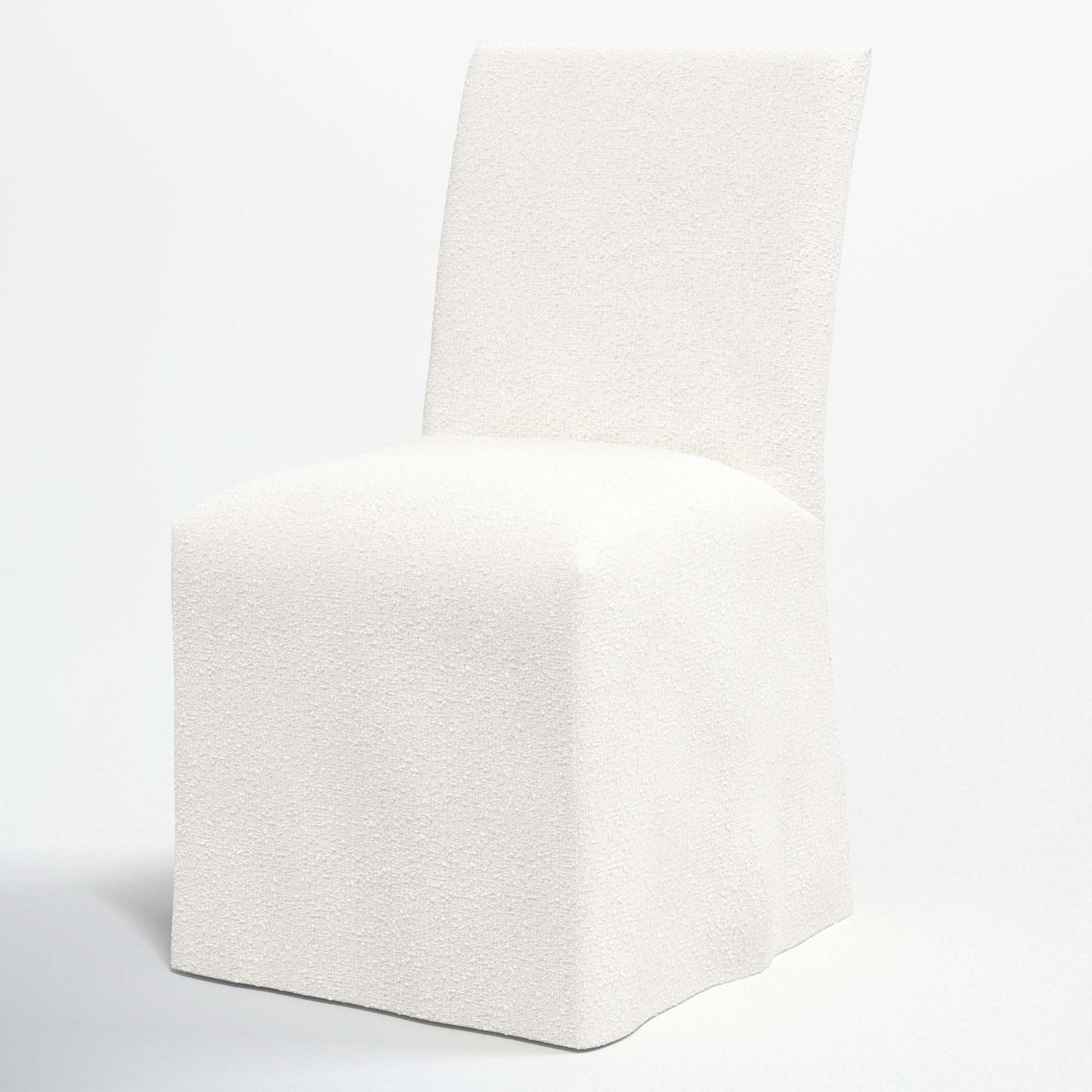 Armstrong Cotton Parsons Chair in Twill White, Classic Snow Boucle