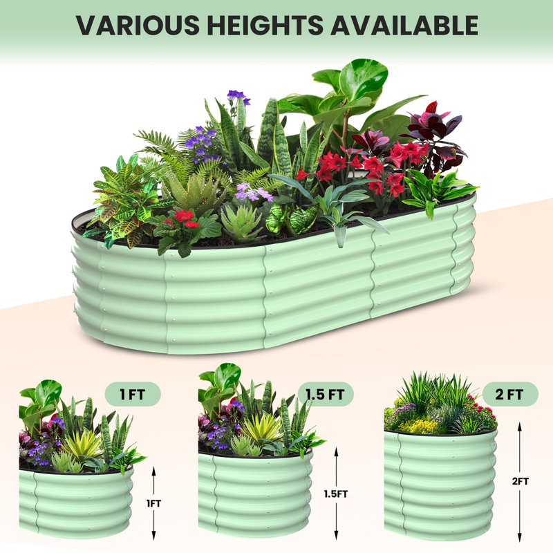 Raised Garden Bed,Galvanized Raised Bed,Garden Boxes Outdoor,Open-Ended Base Galvanized Planter,Planter Raised Boxes,Metal Garden Box for Vegetables, Flowers,Rubber Edge, Planter Garden Boxes Outdoor