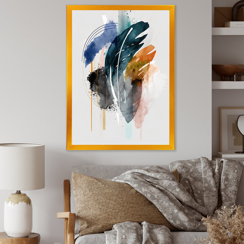 Mouvement feuille de palmier - imprimé, H 20 po x l 12 po x P 1 po, Encadrement doré