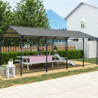 12*21 Ft Heavy Duty Carport For Tractors, Galvanized Roof, Safe Installation On Flat Concrete Steel Carport, Tractors And Cars, High - Density Weather Tape