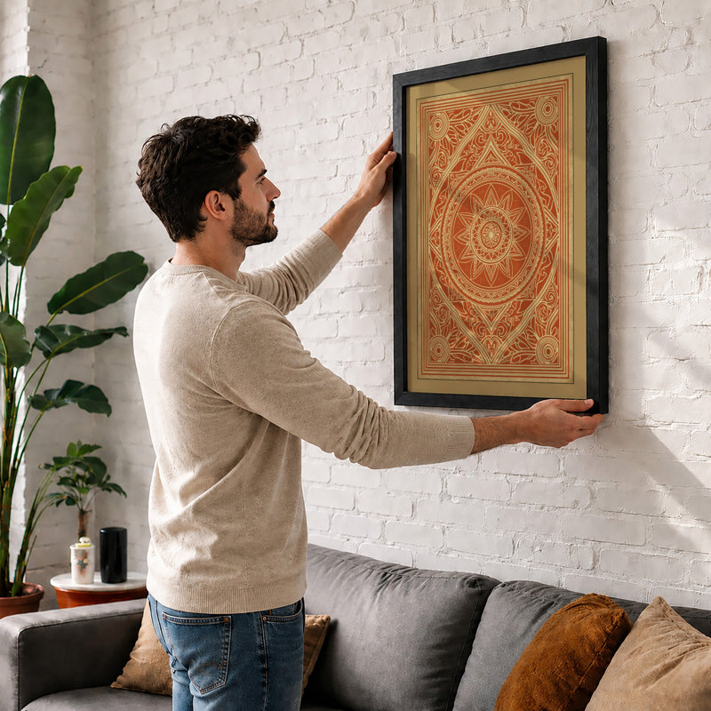 Mandala Ornament Eclectic - Framed Print, A4 - 29.7 x 21.0 cm, White