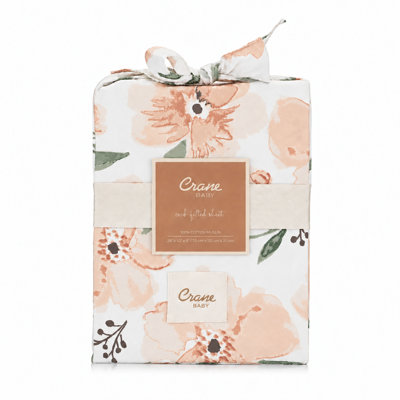 Floral Fitted Crib Sheet, Pink and Green, Parker Collection by Crane Baby