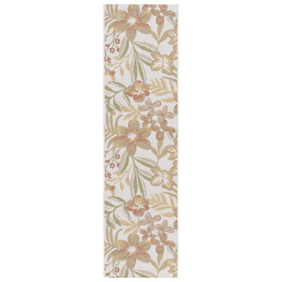 Aramantha Floral Power Loomed Indoor/Outdoor Area Rug in Beige/Green/Orange
