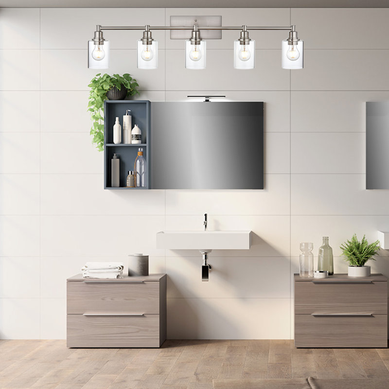 Éclairage pour meuble-lavabo à 5 lumières Fosque, Nickel brossé