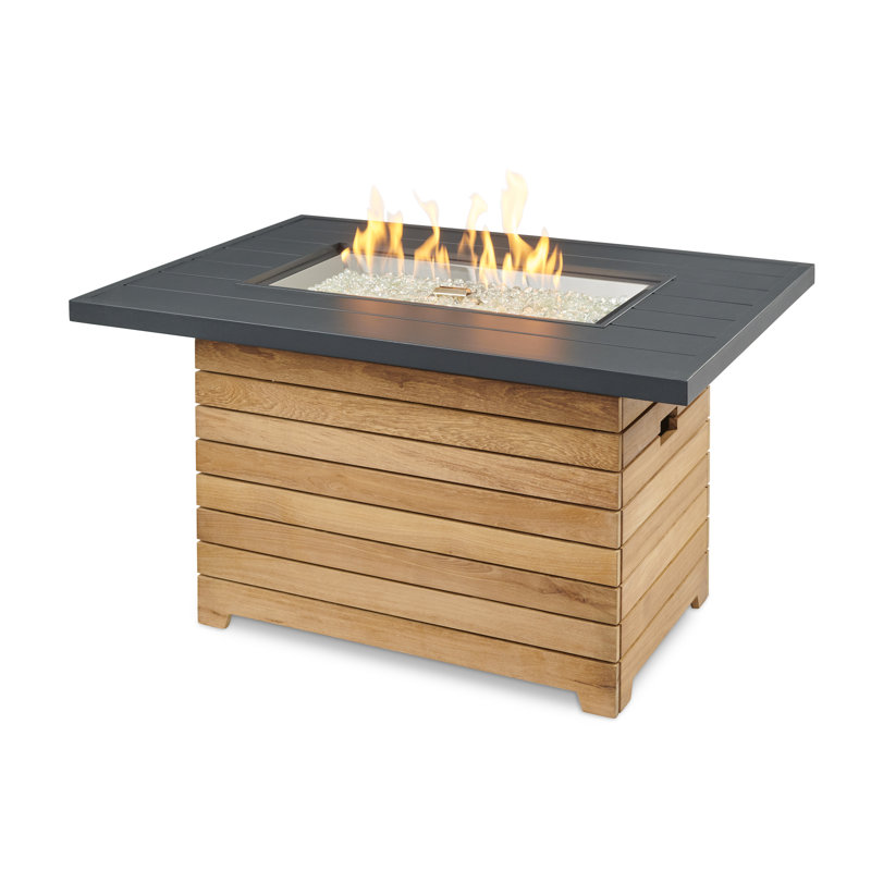 Cove Rectangle Aluminum Propane and Natural Gas Smokeless Fire Pit Table with Lid