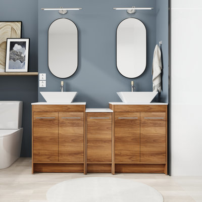 58.86'' Double Bathroom Vanity with Ceramic Top