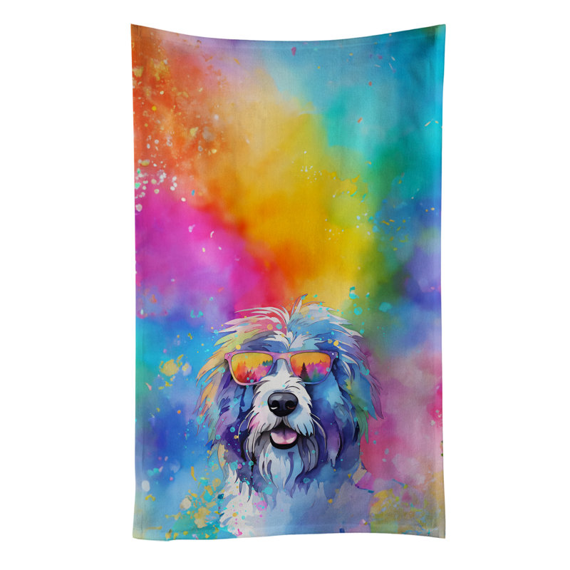 Old English Sheepdog Hippie Dawg Kitchen Towel