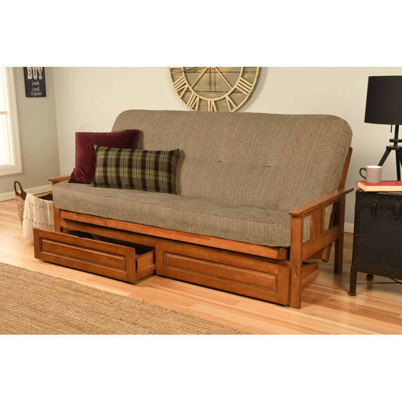 La base de futon pleine grandeur Stratford comprend des tiroirs de rangement et un matelas, Premium Pocket Coil, Barbade