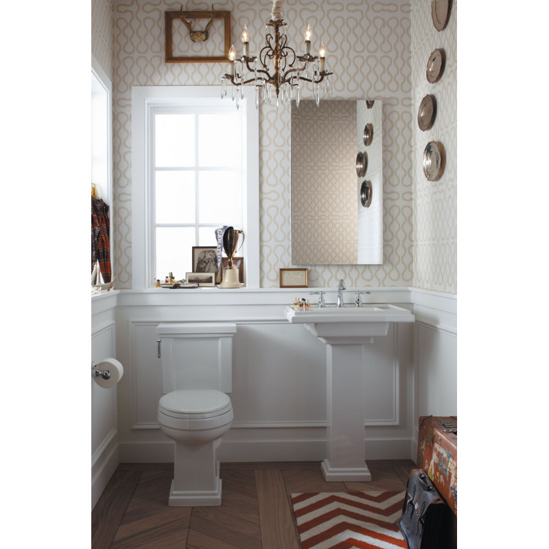 Tresham Fireclay Pedestal Bathroom Sink, Ice Gray, Single, 34.625" H x 19.5" W x 30" L