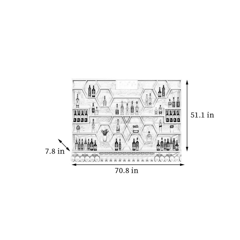 Support à vin Creative, Doré, H 51,1 po x l 70,8 po x P 7,8 po