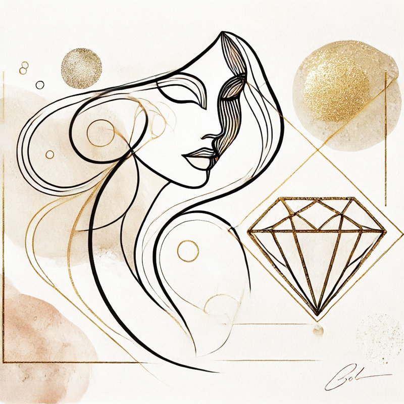 «Golden Sip», art mural sur toile tendue - Femme élégante avec verre à martini