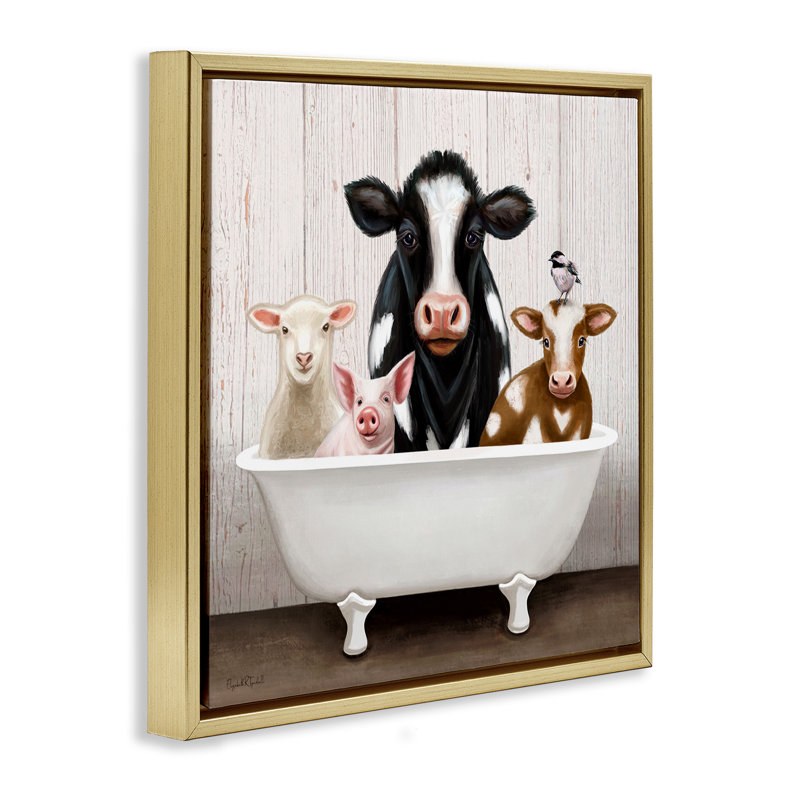 Baignoire à griffes Country Animals, Cadre flottant métallique doré, H 25 po x l 25 po