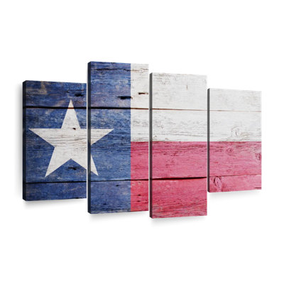 " Wooden Texas Flag Wall Art Multi Piece Canvas Print " 4 - Pieces
