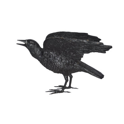Hyden Raven with Open Wings Bronze Statue - Size: 16"L x 25"W x 15"H.