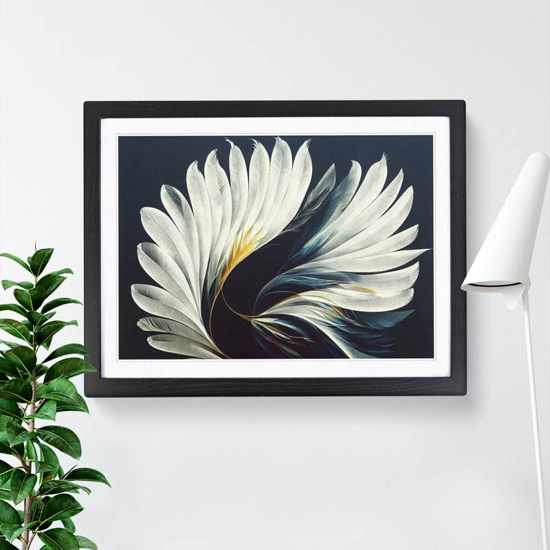 Attracting Bird Feathers - Framed Print, Black, 25cm H x 34cm W x 2cm D