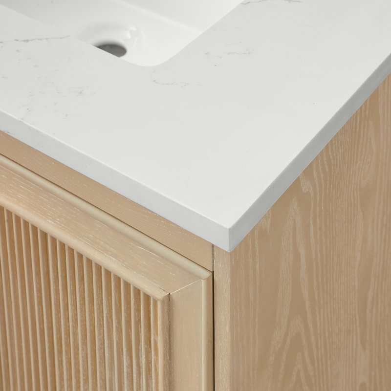 Sianni 30" Single Bathroom Vanity with Quartz Top, Washed Oak